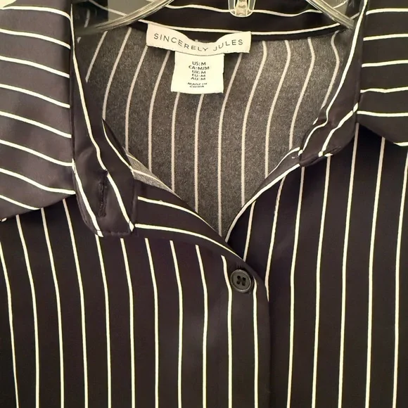 Striped Black and White Women's Top - Picture 2 of 3
